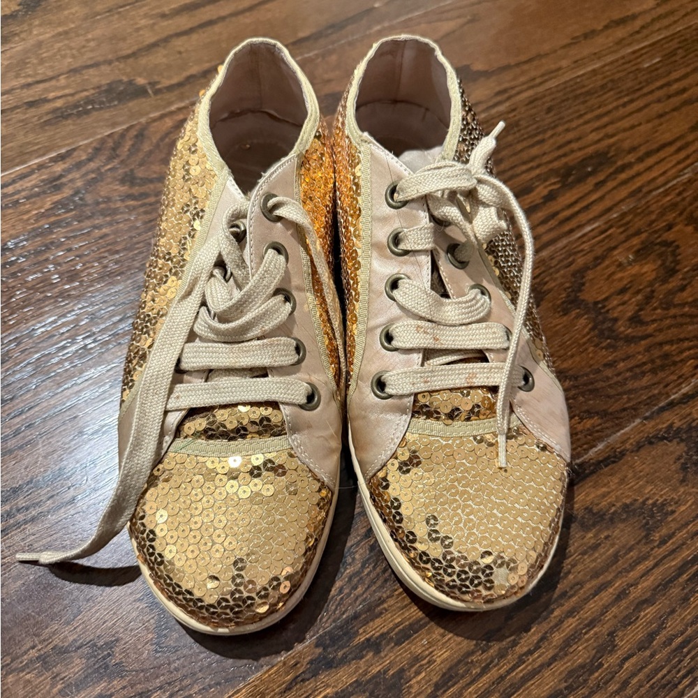 Moschino Gold Sequin Sneakers